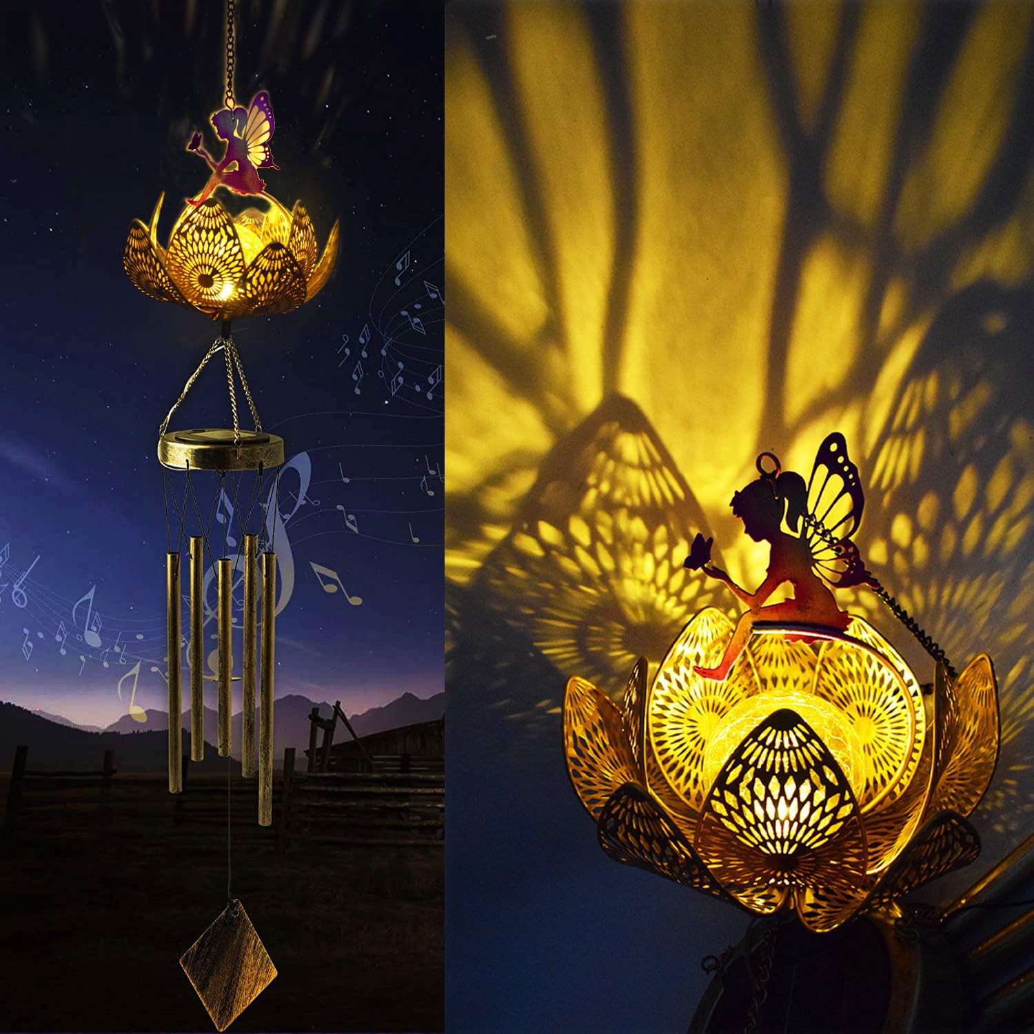 WHEN THE SUN SHINES ON YOUR WAYの作品 Amazon.com : Cheri Bliss Wind Chimes,Lotus Crackle Glass Ball